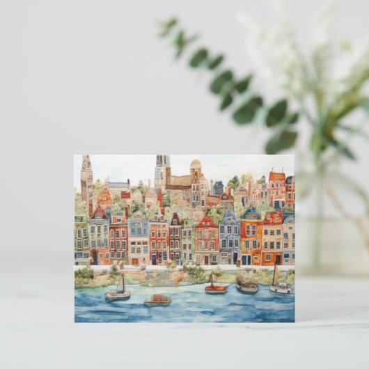 Charming Watercolor Cityscape of Belgian Briefkaart (Staand voorkant)