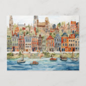 Charming Watercolor Cityscape of Belgian Briefkaart (Voorkant)