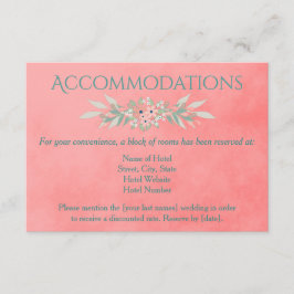 Charming Wedding Accommodations Pink Floral Informatiekaartje