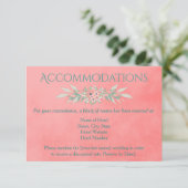 Charming Wedding Accommodations Pink Floral Informatiekaartje (Staand voorkant)