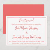 Charming Wedding Coral and White Postponed Kaart (Voorkant / Achterkant)