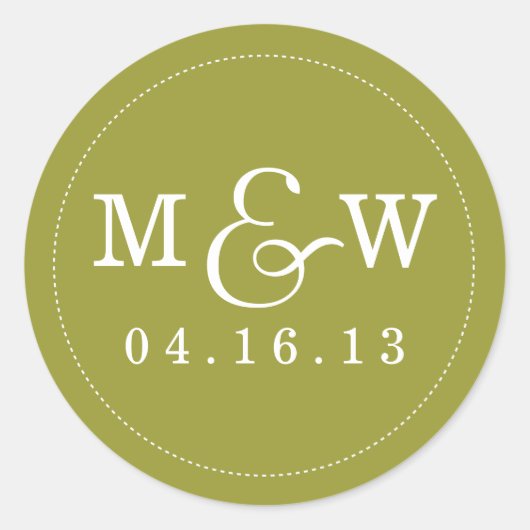 Charming Wedding Monogram Sticker - Olive (Voorkant)