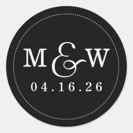 Charming Wedding Monogram Sticker - Zwart