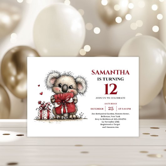Charming whimsical koala design kids birthday kaart