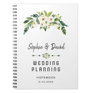 Charming White Blooming Floral Wedding Planner Notitieboek