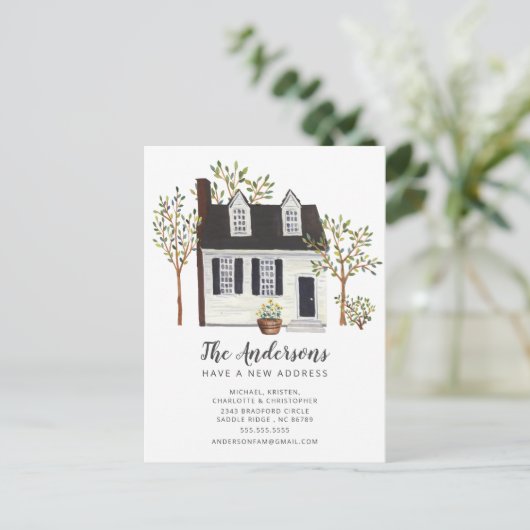 Charming White Cape House | Verplaatsingsaankondig Briefkaart (Staand voorkant)