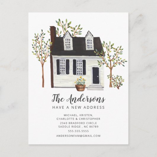 Charming White Cape House | Verplaatsingsaankondig Briefkaart (Voorkant)
