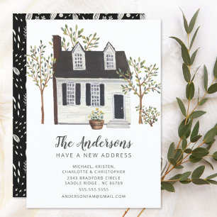 Charming White Cape House Verplaatsingsaankondig Kaart