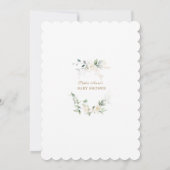 Charming White Floral Airy Leaves Baby in Bloom Kaart (Achterkant)