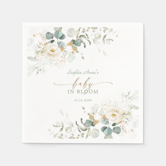 Charming White Floral Airy Leaves Baby in Bloom  Servet (Voorkant)