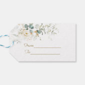 Charming White Floral Airy Leaves Wedding Cadeaulabel (Achterkant Horizontaal)