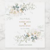 Charming White Floral Airy Leaves Wedding Wijn Etiket (Enkel label)