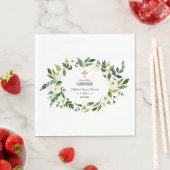 Charming White Floral Wreath Heilige Communie Servet (Insitu)