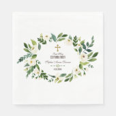 Charming White Floral Wreath Heilige Communie Servet (Voorkant)