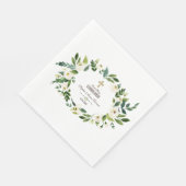 Charming White Floral Wreath Heilige Communie Servet (Hoek)