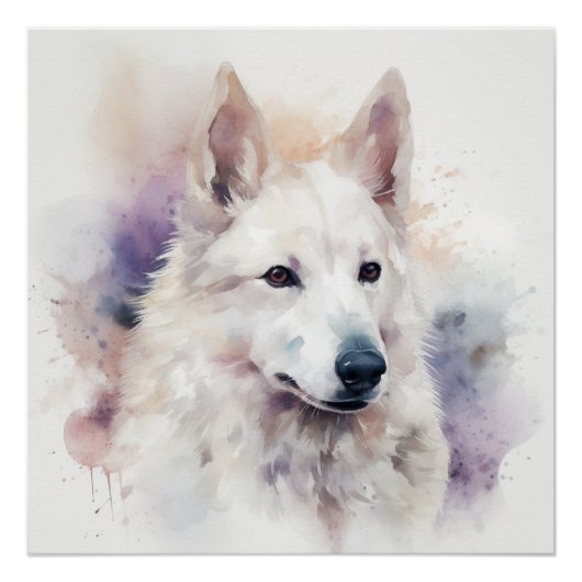 Charming White Sapsali Dog Waterverf Portret Perfect Poster (Voorkant)