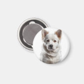 Charming White Shepherd Puppy Portrait Magneet (Voorkant / Achterkant)