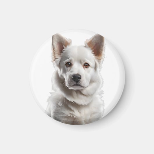 Charming White Shepherd Puppy Portrait Magneet (Voorkant)