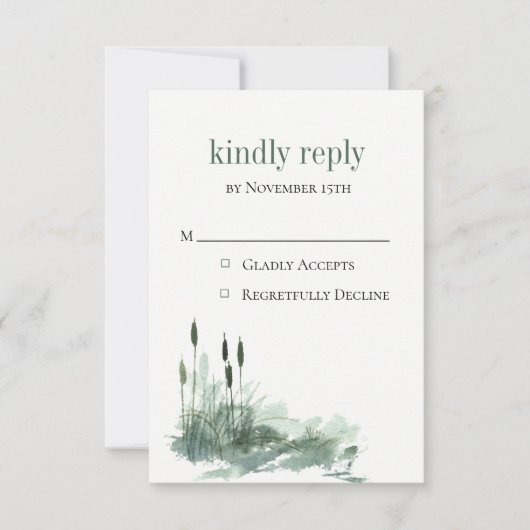 Charming Wildwood Reeds Wedding RSVP Kaart (Voorkant)