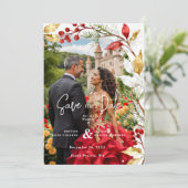 Charming Winter Christmas Botanical Frame Wedding Save The Date (Staand voorkant)
