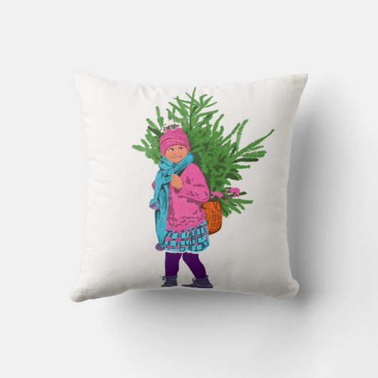 Charming Winter Girl Artwork Kussen (Achterkant)