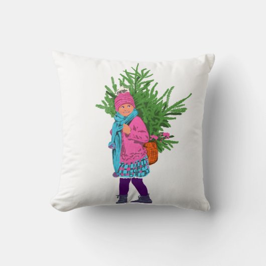 Charming Winter Girl Artwork Kussen (Voorkant)