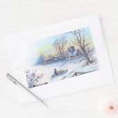 Charming Winter Scene 2 Rechthoekige Sticker (Envelop)