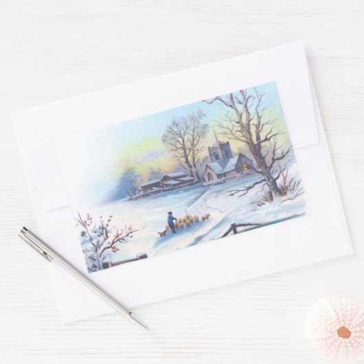 Charming Winter Scene 2 Rechthoekige Sticker (Envelop)