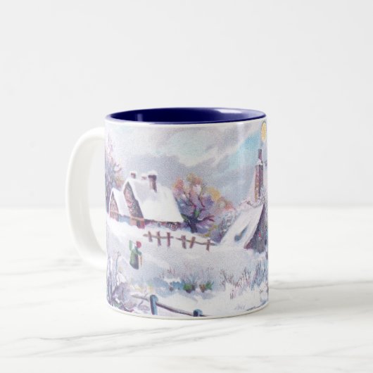 Charming Winter Scene Tweekleurige Koffiemok (Voorkant links)
