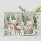 Charming winter scene with animals Merry Christmas Feestdagenkaart (Staand voorkant)