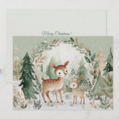 Charming winter scene with deer Merry Christmas Feestdagenkaart (Voorkant / Achterkant)