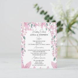 Charming Wisteria Floral Wedding Details Informatiekaartje