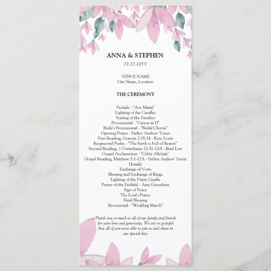 Charming Wisteria Floral Wedding Programme Programmakaart (Voorkant)