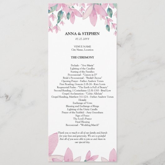 Charming Wisteria Floral Wedding Programme Programmakaart (Voorkant)