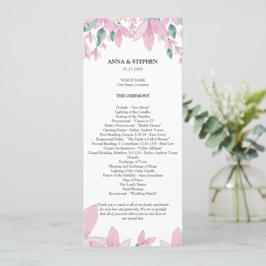 Charming Wisteria Floral Wedding Programme Programmakaart (Staand voorkant)