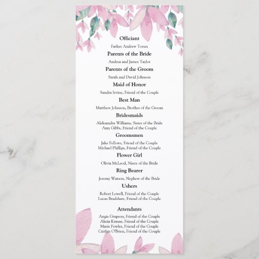 Charming Wisteria Floral Wedding Programme Programmakaart (Achterkant)