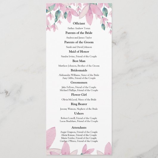Charming Wisteria Floral Wedding Programme Programmakaart (Achterkant)