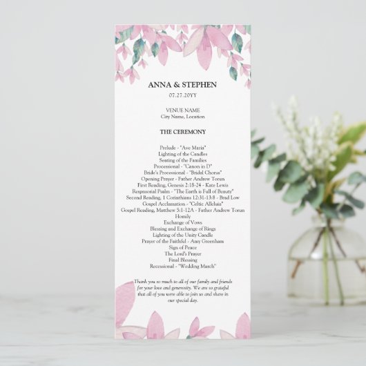 Charming Wisteria Floral Wedding Programme Programmakaart (Staand voorkant)
