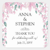 Charming Wisteria Floral Wedding Vierkante Sticker (Voorkant)