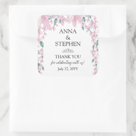 Charming Wisteria Floral Wedding Vierkante Sticker