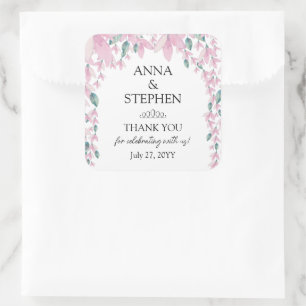 Charming Wisteria Floral Wedding Vierkante Sticker