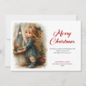 Charmingly Little Girl Awaits Santa Digital   Feestdagenkaart (Voorkant)