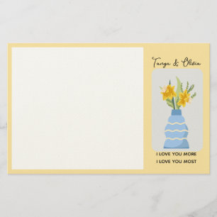 Charmvase met gele bloemen briefpapier