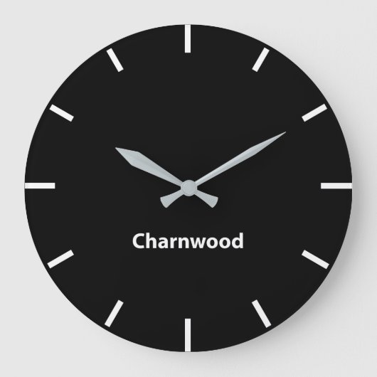 Charnwood Black Face Time Zone Newsroom Wall Grote Klok (Voorkant)
