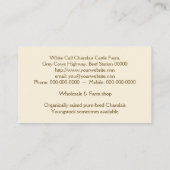 Charolais beef steer of heifer visitekaartje (Achterkant)