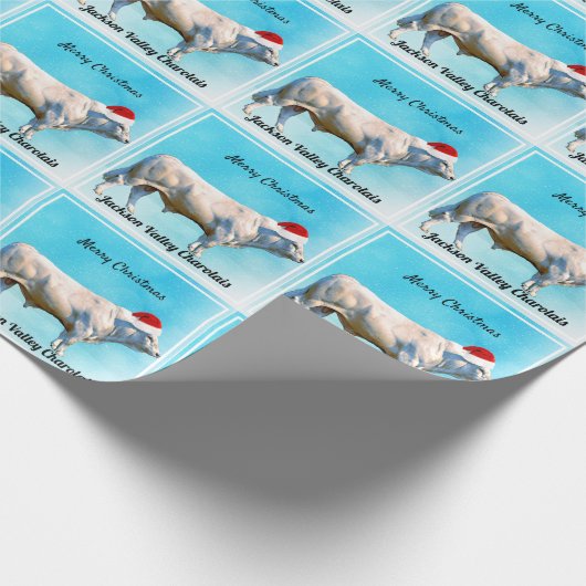 Charolais Bull in Santa Hat Cadeaupapier (Hoek)
