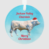 Charolais Bull in Santa Hat  Ornament (achterkant)