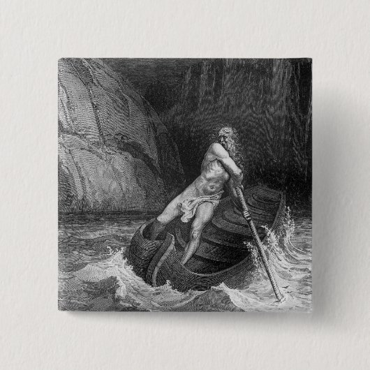 Charon, de Ferryman van de hel Vierkante Button 5,1 Cm (Voorkant)