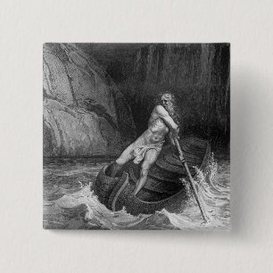 Charon, de Ferryman van de hel Vierkante Button 5,1 Cm