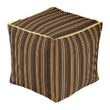 Charpe Stripe Brown Yellow Border pouf